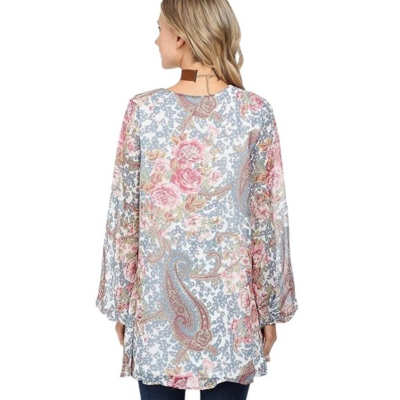 Show Me Your Mumu Women's Jamie Tunic, Gray Gardens Long Sleeves Women's Size M - Picture 2 of 16